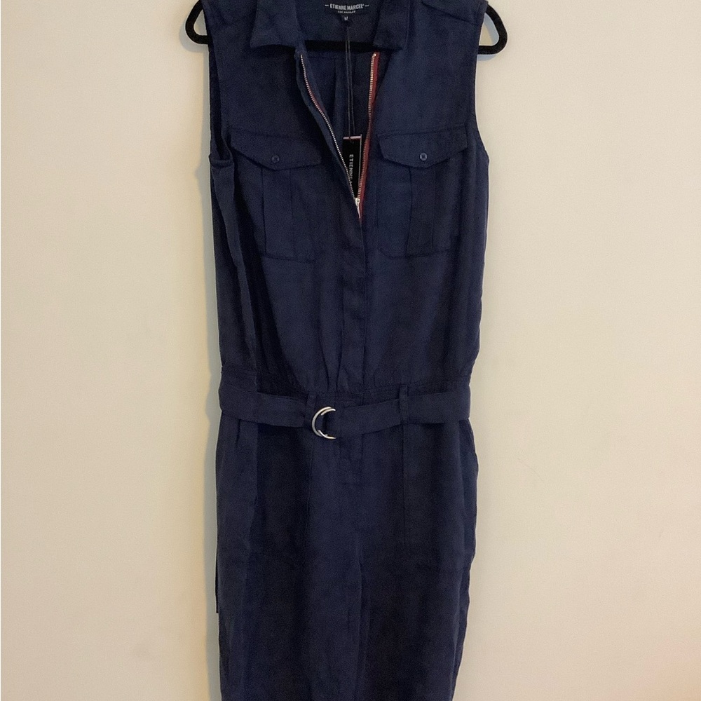 Etienne Marcel Navy Sleeveless Belted Jumpsuit